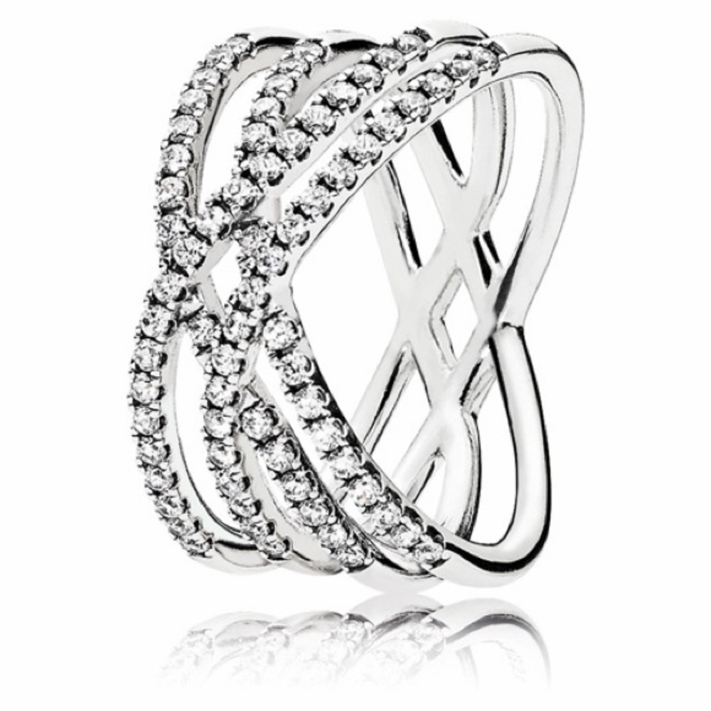 Pandora Elegant Silver Criss-Cross Ring size 8